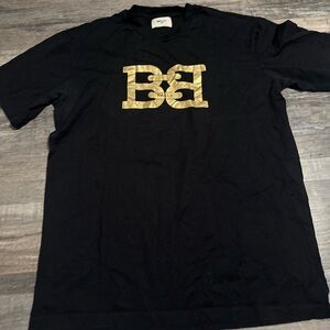 Bally gold chain link logo black shirt